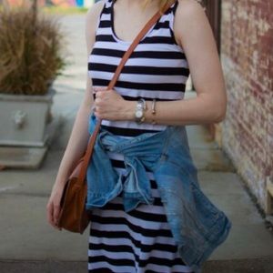 Black and white striped maxi dress